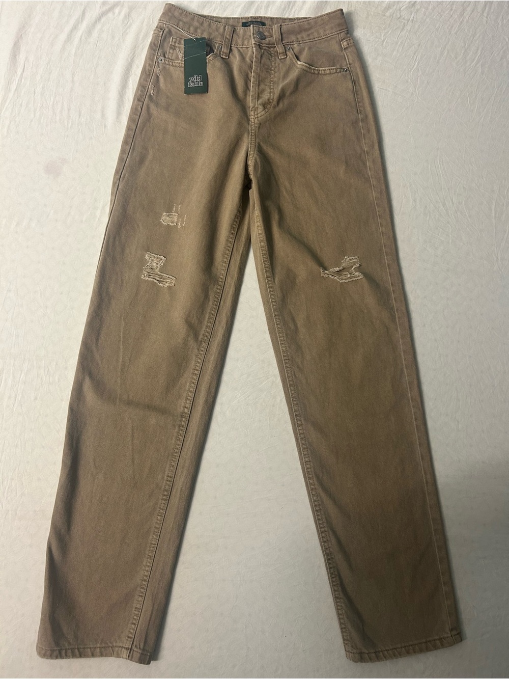 NWT Wild Fable Distressed High Rise Straight Leg Jeans | Women’s 00 | Taupe